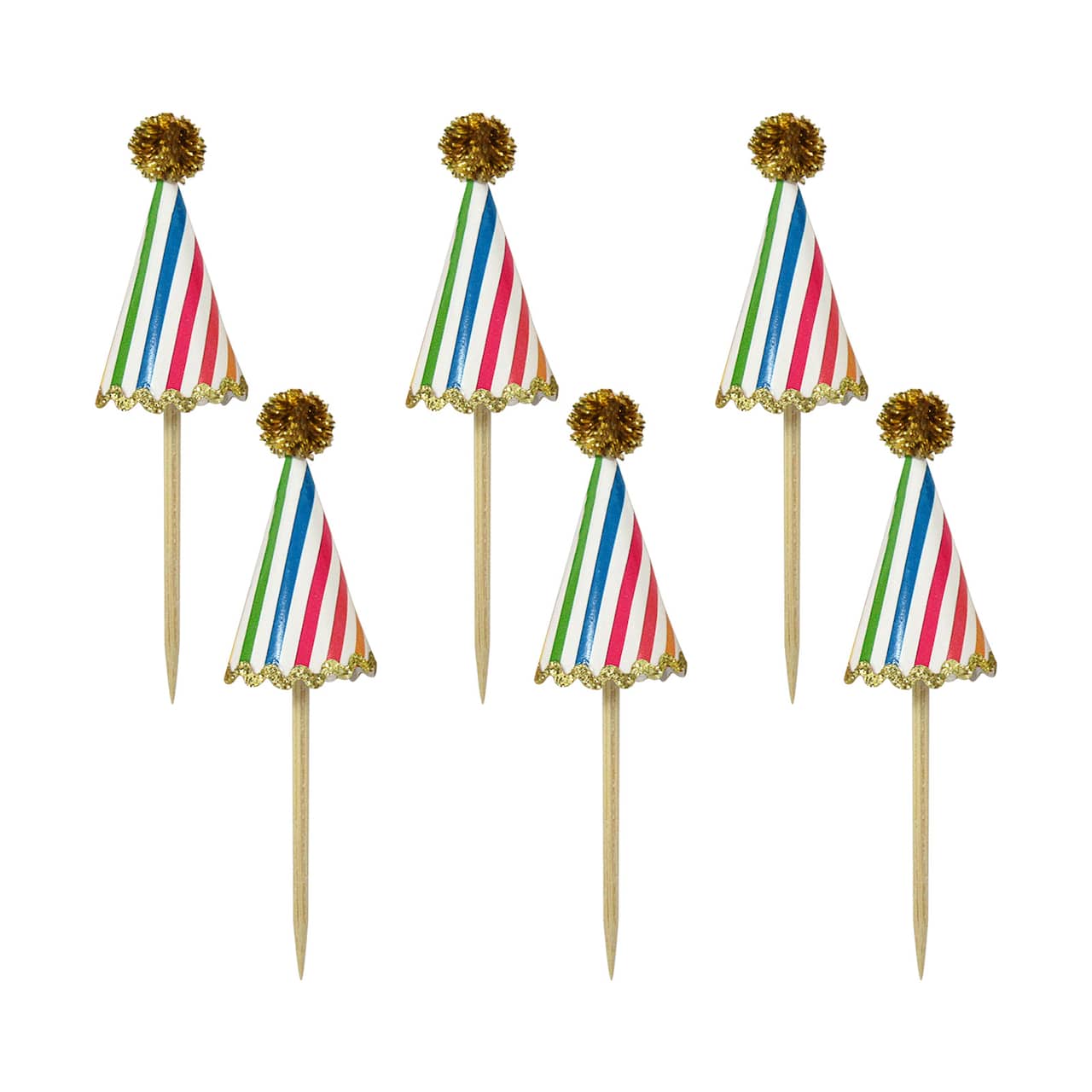 12 Packs: 6 ct. (72 total) Bakeware Party Hat Treat Toppers by Celebrate It®